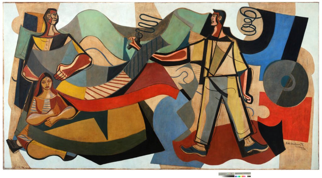 Reprodução do quadro Trabalhadores, 1955 do pintor brasileiro Di Cavalcanti 