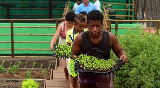 Foto que jovens que atuam no projeto. 